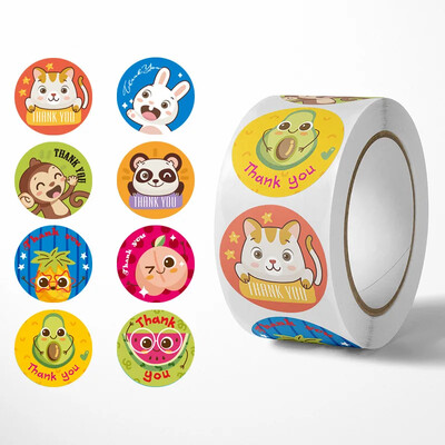 500 tk Aitäh Kleebised Armsad Loomad Lapsed Kleebised Dekoratiivne Kass Konn Notsu Ring Rulli Tihendid Sildid Kroompaberist Kinkelipikud