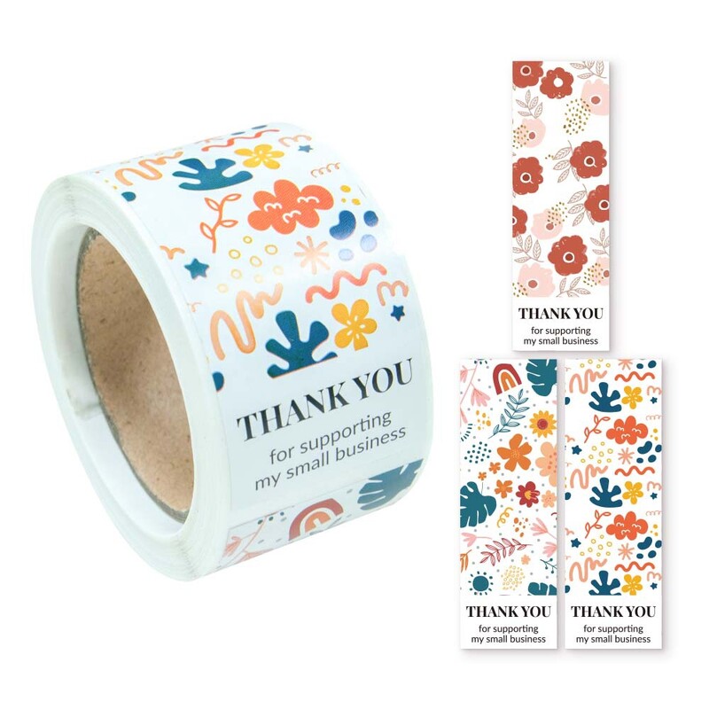 100 tk / rull isikupärastatud sildid 3 * 9 cm Täname ostu eest Väikeettevõtte kinkepakendi kleebised