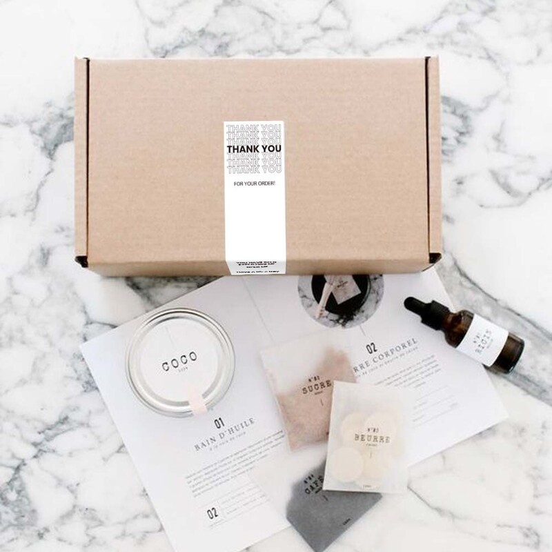 100 tk / rull isikupärastatud sildid 3 * 9 cm Täname ostu eest Väikeettevõtte kinkepakendi kleebised