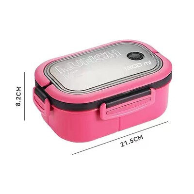 Kaasaskantav hermeetiline lõunakast kahekihilise võrega üliõpilaskontori töötaja mikrolaineahju hermeetiline bentokarp kahvlilusikaga välipiknik