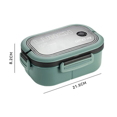 Kaasaskantav hermeetiline lõunakast kahekihilise võrega üliõpilaskontori töötaja mikrolaineahju hermeetiline bentokarp kahvlilusikaga välipiknik