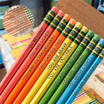 PPYY-Affirmation Pencil Set 2023 New Inspirational Pencils With Motivational Sayings Wooden Motivational Pencils