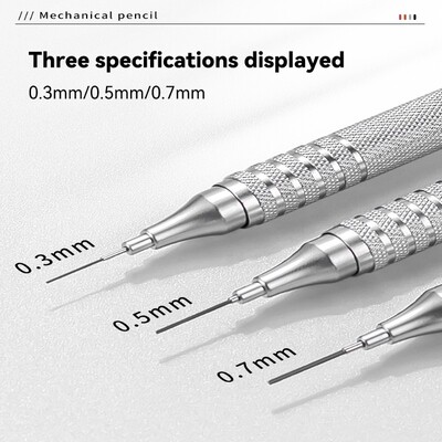 0,3/0,5/0,7 χιλιοστά Rose Gold Siver Mechanical Pencil Χαμηλή Βαρύτητα Μεταλλικά αυτόματα Μολύβια Σχέδιο Γράφοντας Γραφικά Σχολικά είδη