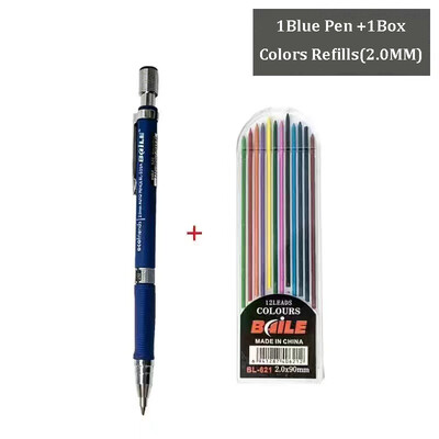 2.0MM комплект механични моливи 2B автоматични моливи Lápices с цветно/черно оловно ядро за художествени скици Писане на ръкоделие