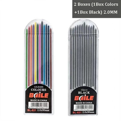 2.0MM комплект механични моливи 2B автоматични моливи Lápices с цветно/черно оловно ядро за художествени скици Писане на ръкоделие