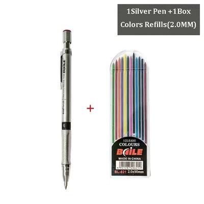 2.0MM комплект механични моливи 2B автоматични моливи Lápices с цветно/черно оловно ядро за художествени скици Писане на ръкоделие