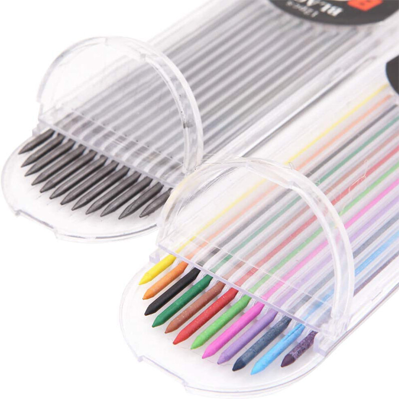 2.0MM комплект механични моливи 2B автоматични моливи Lápices с цветно/черно оловно ядро за художествени скици Писане на ръкоделие