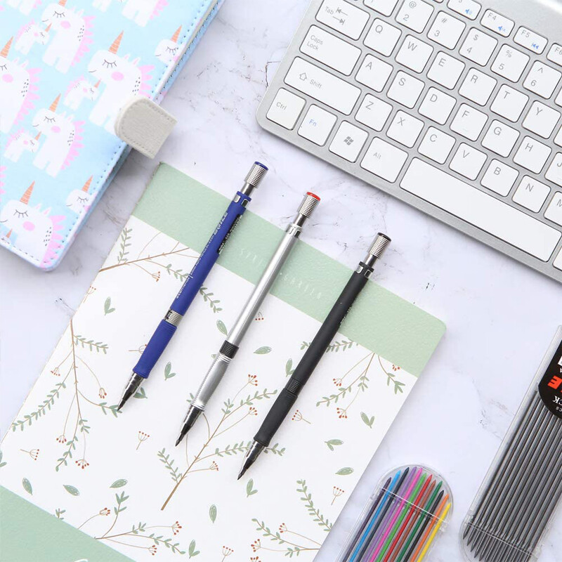 2.0MM комплект механични моливи 2B автоматични моливи Lápices с цветно/черно оловно ядро за художествени скици Писане на ръкоделие