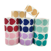 500 tk ümmargune südamega tühi käsitsi valmistatud kleebis 1-tolline järvesinine roosa paberikleebised kirjatarvete kleebised peokingituste kaunistuste sildid