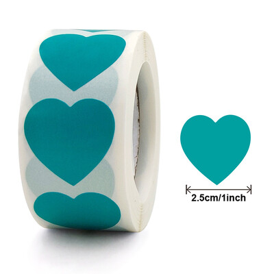 500 tk ümmargune südamega tühi käsitsi valmistatud kleebis 1-tolline järvesinine roosa paberikleebised kirjatarvete kleebised peokingituste kaunistuste sildid