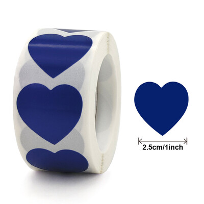 500 tk ümmargune südamega tühi käsitsi valmistatud kleebis 1-tolline järvesinine roosa paberikleebised kirjatarvete kleebised peokingituste kaunistuste sildid