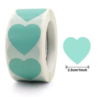 500 tk ümmargune südamega tühi käsitsi valmistatud kleebis 1-tolline järvesinine roosa paberikleebised kirjatarvete kleebised peokingituste kaunistuste sildid