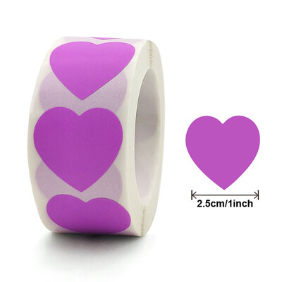 500 tk ümmargune südamega tühi käsitsi valmistatud kleebis 1-tolline järvesinine roosa paberikleebised kirjatarvete kleebised peokingituste kaunistuste sildid