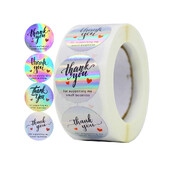 50-500 vnt Holografiniai vaivorykštiniai komerciniai lipdukai, ritininiai padėkos lipnios etiketės, skirtos vokų antspaudams verslo dovanų vyniojimui