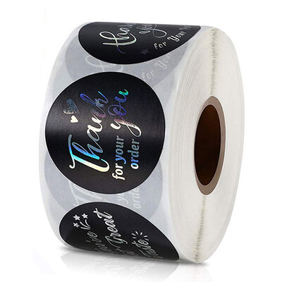 50-500 vnt Holografiniai vaivorykštiniai komerciniai lipdukai, ritininiai padėkos lipnios etiketės, skirtos vokų antspaudams verslo dovanų vyniojimui