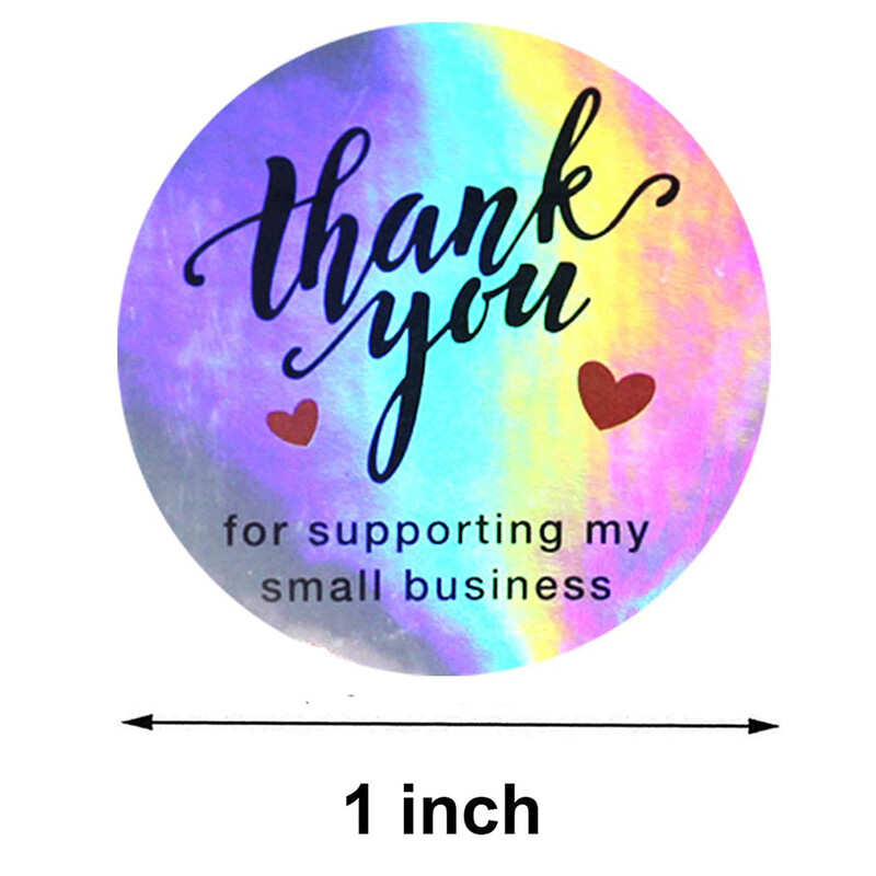 50-500 vnt Holografiniai vaivorykštiniai komerciniai lipdukai, ritininiai padėkos lipnios etiketės, skirtos vokų antspaudams verslo dovanų vyniojimui