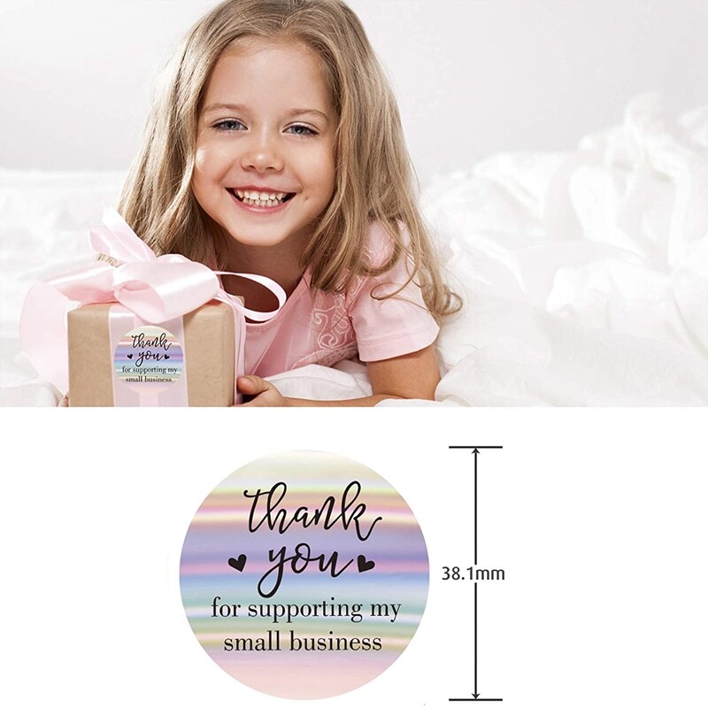 1000 de bucăți autocolante cu etichete de mulțumire - holografice rotundă de 3,81 cm Vă mulțumim pentru susținerea autocolantelor pentru afacerile mele mici