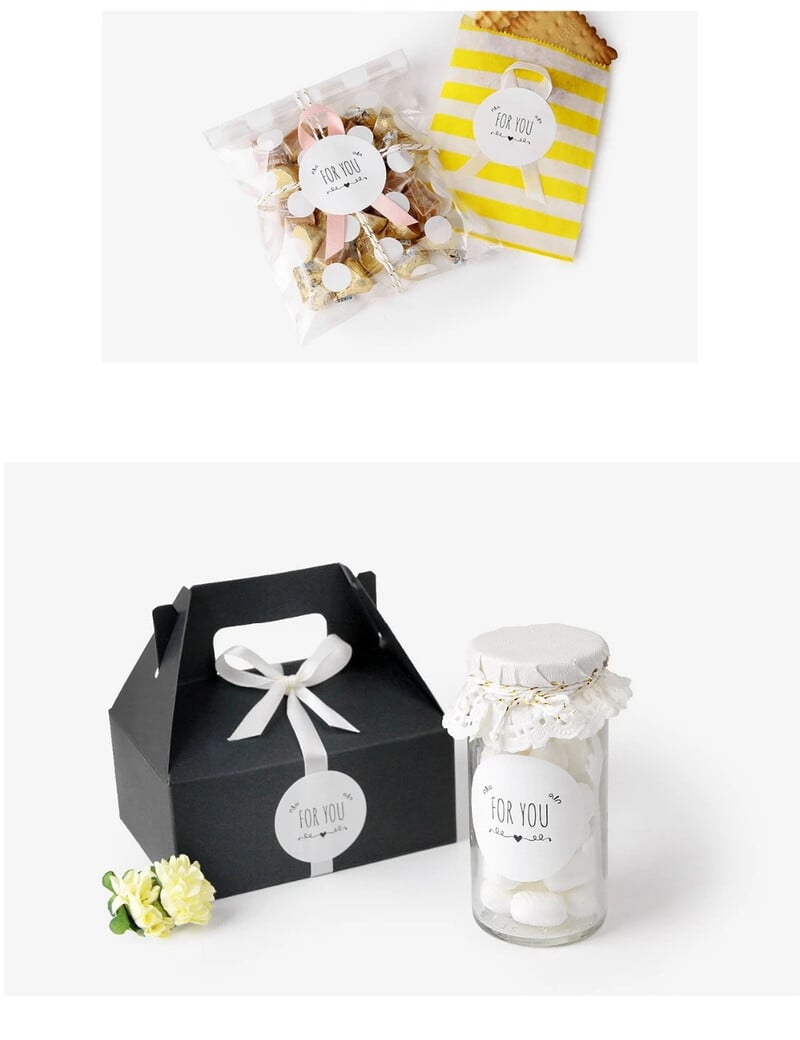 Rotund pentru tine, alb, făcut manual, ambalaj pentru prăjituri, etichetă autocolante pentru coacere, cutie cadou pentru petrecere, 90 buc/lot