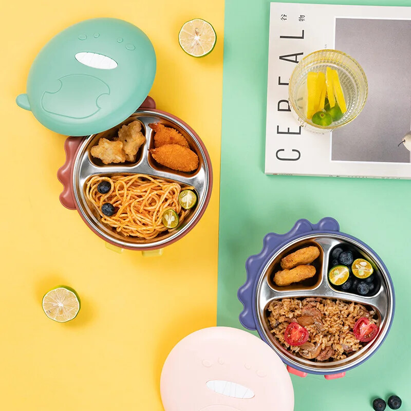 500 ml roostevabast terasest lõunakarp lastele dinosauruste lahtritega soojendusega vee isolatsioon laste söögiriistade toidukonteinerid