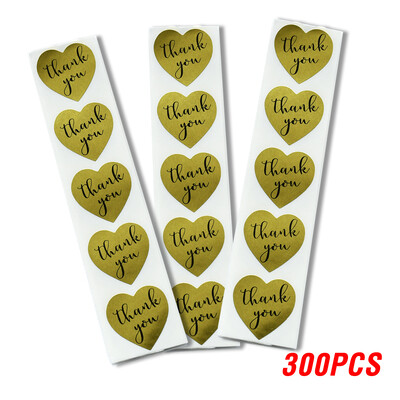 100-500 buc Autocolant de mulțumire auriu pentru părinți, prieteni, etichete în stil inimă, etichete pentru pungă de afaceri, sigiliu plic, cadou de recompensă