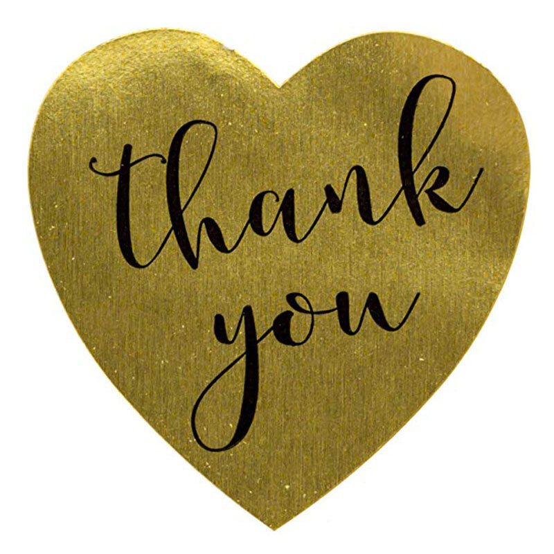 100-500 buc Autocolant de mulțumire auriu pentru părinți, prieteni, etichete în stil inimă, etichete pentru pungă de afaceri, sigiliu plic, cadou de recompensă