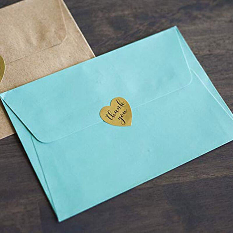 100-500 buc Autocolant de mulțumire auriu pentru părinți, prieteni, etichete în stil inimă, etichete pentru pungă de afaceri, sigiliu plic, cadou de recompensă