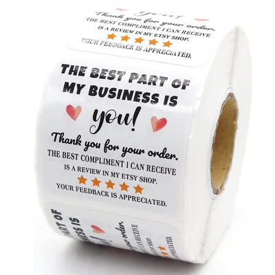 50-500 de bucăți Pătrat Alb Mulțumesc Autocolant Font Curcubeu Decorare Sărbători Seria de cadouri Etichetă Etichetă Papetarie Sigiliu Plic