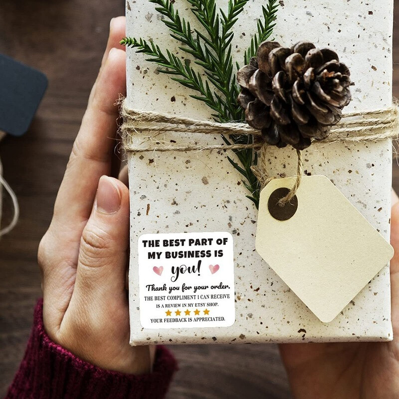 50-500 de bucăți Pătrat Alb Mulțumesc Autocolant Font Curcubeu Decorare Sărbători Seria de cadouri Etichetă Etichetă Papetarie Sigiliu Plic