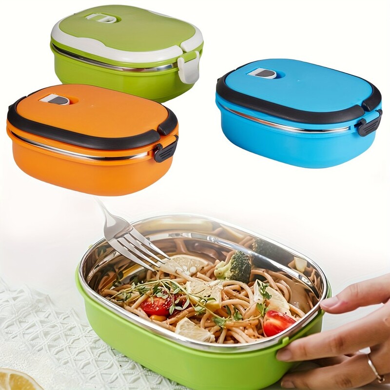 Roostevabast terasest kerge ristkülikukujuline soojusisolatsiooniga lõunakast Üliõpilaskontori töötaja kaasaskantav termokarp Lekkekindel söögikarp