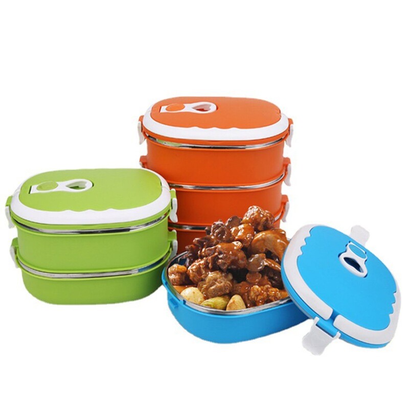 Roostevabast terasest kerge ristkülikukujuline soojusisolatsiooniga lõunakast Üliõpilaskontori töötaja kaasaskantav termokarp Lekkekindel söögikarp