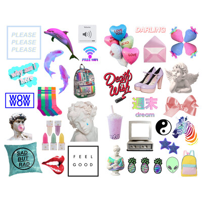 1 ks roztomilých štítkov v štýle Vaporwave, predrezaných, roztomilých, estetických, knižných, denníkových, nálepiek, scrapbookingových, písacích potrieb, kancelárskeho výtvarného vybavenia.