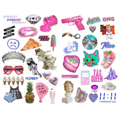 1 ks roztomilých štítkov v štýle Vaporwave, predrezaných, roztomilých, estetických, knižných, denníkových, nálepiek, scrapbookingových, písacích potrieb, kancelárskeho výtvarného vybavenia.