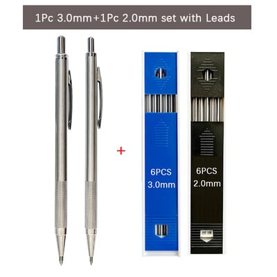 Creioane mecanice din oțel inoxidabil de 3,0 mm 2,0 mm Metal Artă Schiță Pictură Desen Creioane automate cu creioane de scris cu plumb 2B