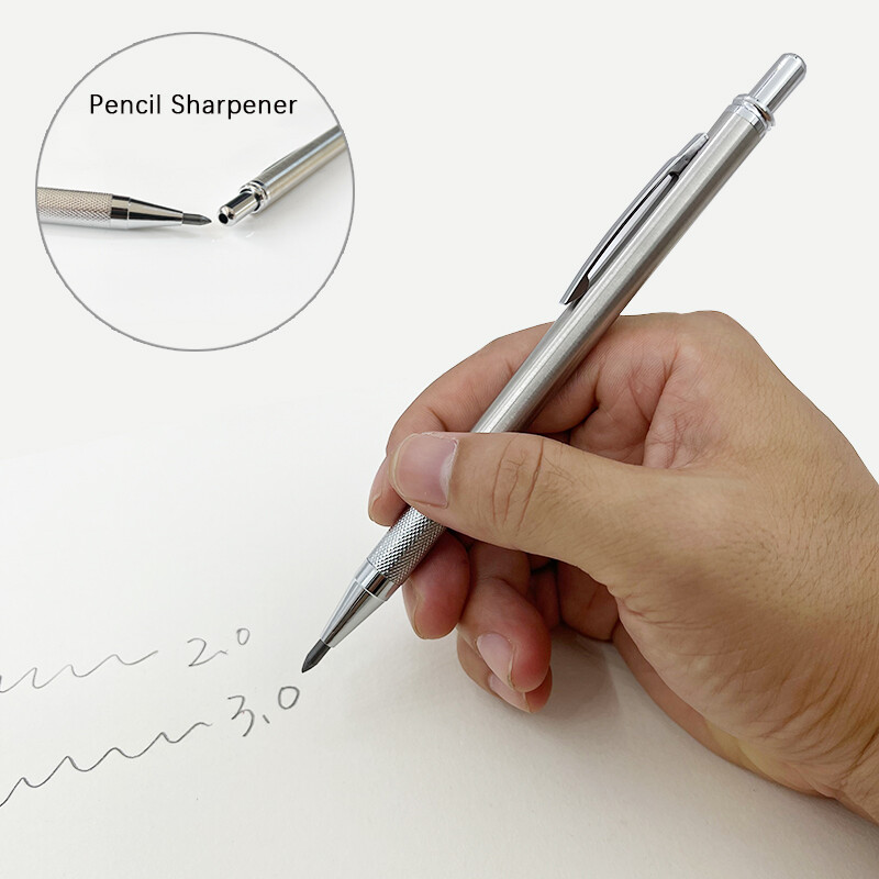 Creioane mecanice din oțel inoxidabil de 3,0 mm 2,0 mm Metal Artă Schiță Pictură Desen Creioane automate cu creioane de scris cu plumb 2B