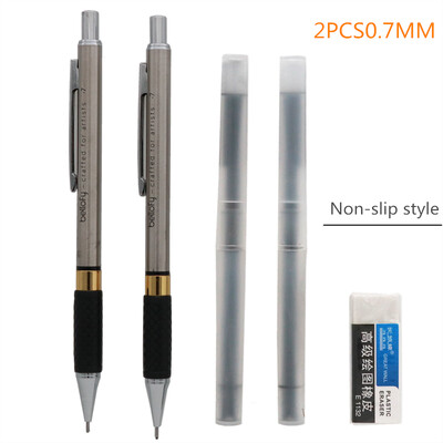 Gumová protišmyková kovová mechanická ceruzka Držiak na pero z nehrdzavejúcej ocele 0,5 mm 0,7 mm 0,9 mm 2B čierna tuha