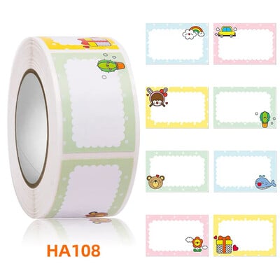 Karikatūru/komiksu nosaukumu etiķetes, krāsainas uzlīmes, 350 vienā rullī, pašlīmējošās