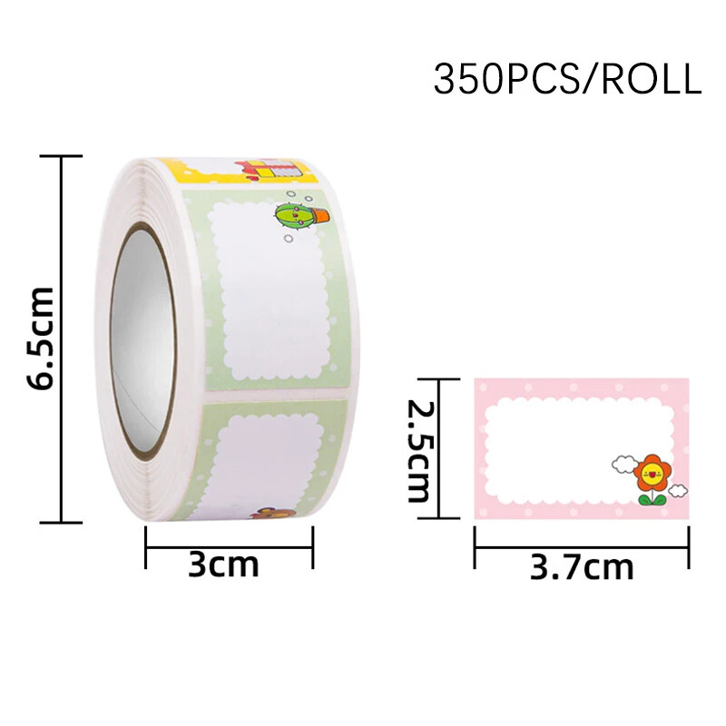 Karikatūru/komiksu nosaukumu etiķetes, krāsainas uzlīmes, 350 vienā rullī, pašlīmējošās