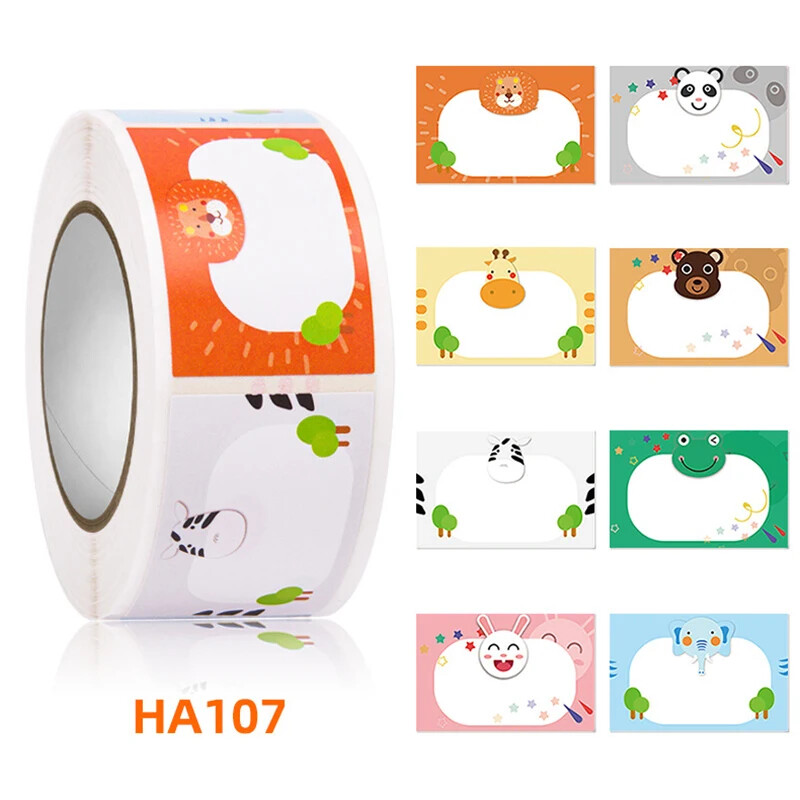 Karikatūru/komiksu nosaukumu etiķetes, krāsainas uzlīmes, 350 vienā rullī, pašlīmējošās