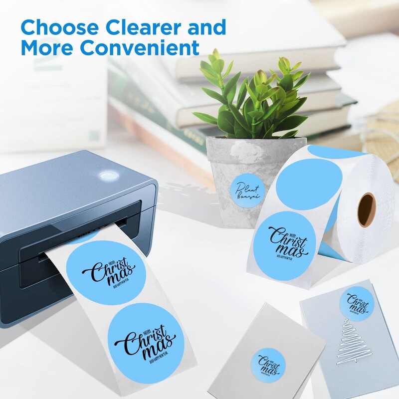 2-tollised ümmargused termokleebised isekleepuvad ümmargused otsesed termilised mitmeotstarbelised rull-termokleebised - 600 etiketti/1 rull