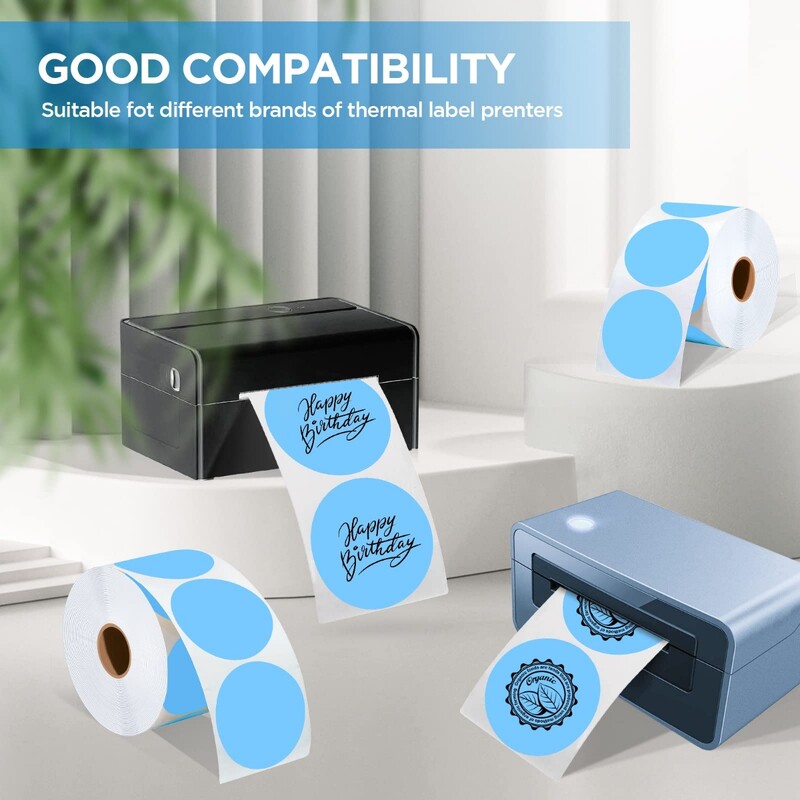 2-tollised ümmargused termokleebised isekleepuvad ümmargused otsesed termilised mitmeotstarbelised rull-termokleebised - 600 etiketti/1 rull