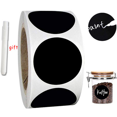 120-300бр. Черни PVC водоустойчиви етикети Стикер 2-инчови кръгли ръкописни стикери за черна дъска Канцеларски материали Кухненски буркани Бутилки Марка