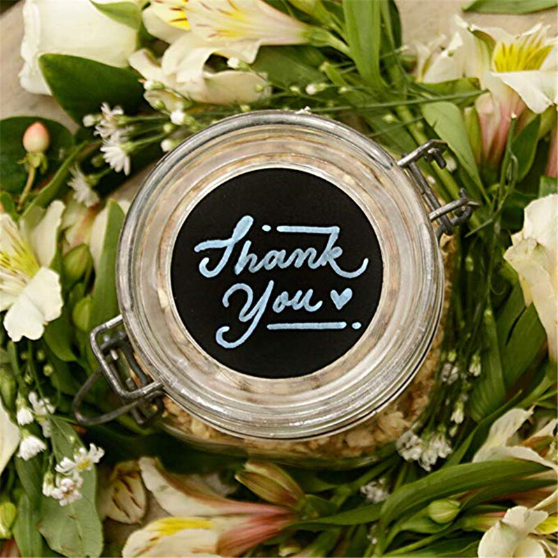 120-300бр. Черни PVC водоустойчиви етикети Стикер 2-инчови кръгли ръкописни стикери за черна дъска Канцеларски материали Кухненски буркани Бутилки Марка