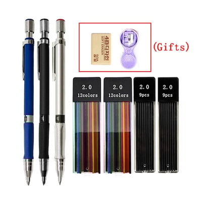 Set de creioane mecanice de 2,0 mm 2B creioane automate pentru elevi rezerve de culoare/plumb negru Schiță de artă Rechizite școlare Papetărie Kawaii