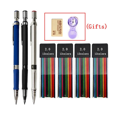 Set de creioane mecanice de 2,0 mm 2B creioane automate pentru elevi rezerve de culoare/plumb negru Schiță de artă Rechizite școlare Papetărie Kawaii