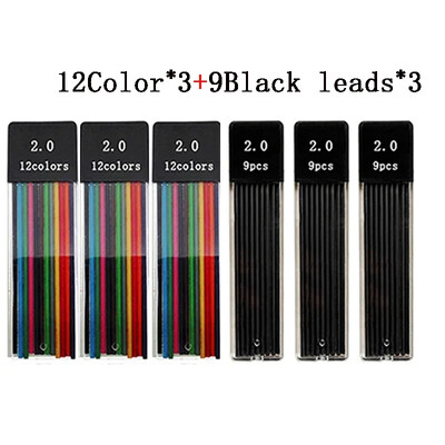 Set de creioane mecanice de 2,0 mm 2B creioane automate pentru elevi rezerve de culoare/plumb negru Schiță de artă Rechizite școlare Papetărie Kawaii