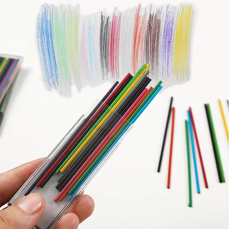 Set de creioane mecanice de 2,0 mm 2B creioane automate pentru elevi rezerve de culoare/plumb negru Schiță de artă Rechizite școlare Papetărie Kawaii