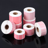 1 ролка самозалепващи се квадратни термични стикери Розово бял цвят Директен термичен етикет Многоцветни офис консумативи Етикети с етикети с имена