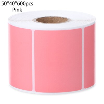 1 ролка самозалепващи се квадратни термични стикери Розово бял цвят Директен термичен етикет Многоцветни офис консумативи Етикети с етикети с имена