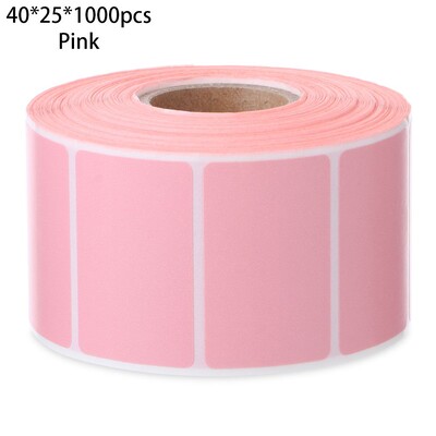 1 ролка самозалепващи се квадратни термични стикери Розово бял цвят Директен термичен етикет Многоцветни офис консумативи Етикети с етикети с имена