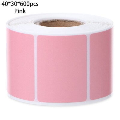 1 ролка самозалепващи се квадратни термични стикери Розово бял цвят Директен термичен етикет Многоцветни офис консумативи Етикети с етикети с имена